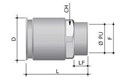 Муфта труба-коробка с внутренней резьбой IP66 - IP67 - схема размеров